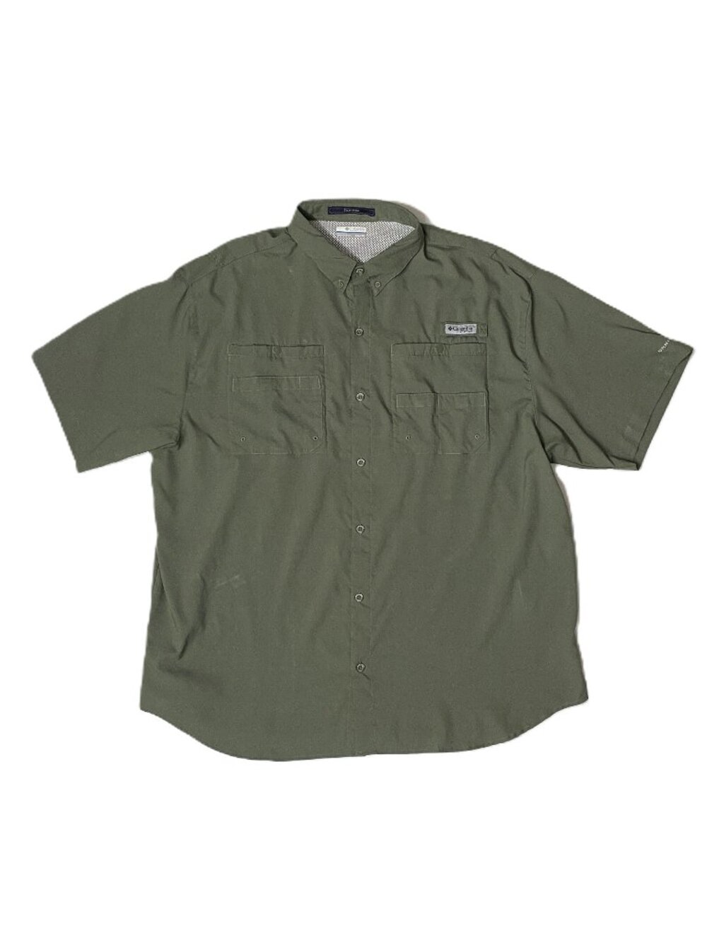 Columbia PFG Tamiami Shirt Mens 2XL Green Short Sleeve Fishing Button Up FM7266